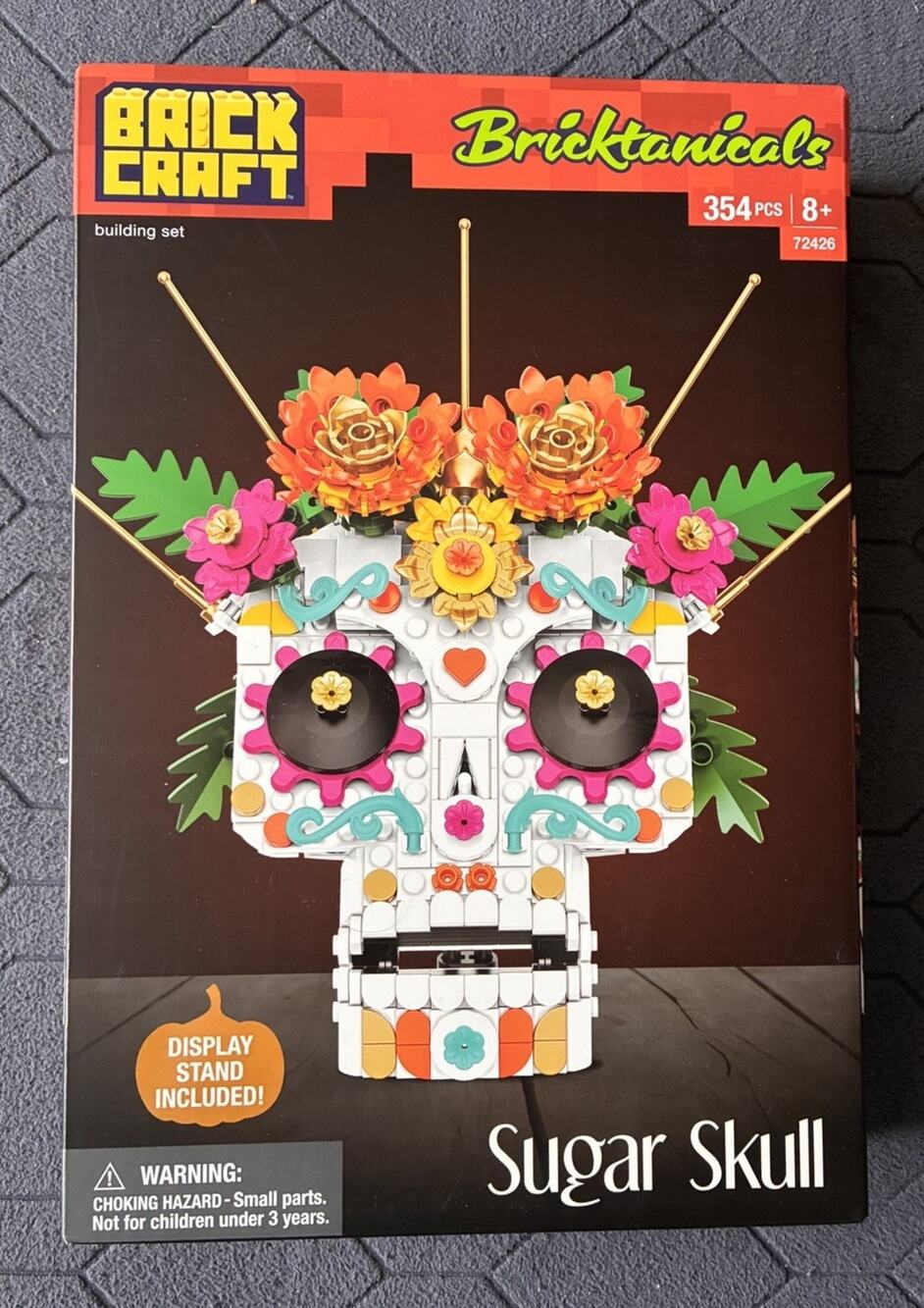 Brickcraft Bricktanicals Sugar Skull Build Set 354pcs w/ Stand, Ages 8+ #72426